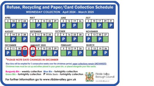 Bin days for Ramsgreave (Wednesday collection)